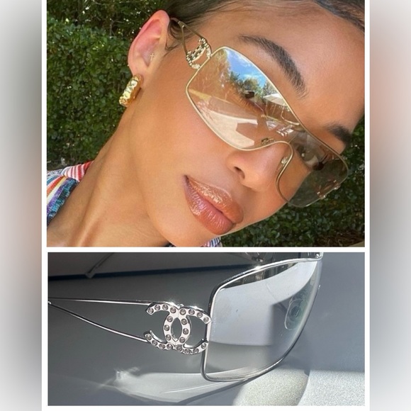 CHANEL  vintage silver gradient Swarovski CC’s sunglasses. - Picture 12 of 16